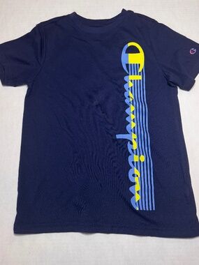 Champion Boys (10-12) T-Shirt Crew Neck Short Sleeve Tee Logo Blue Casual